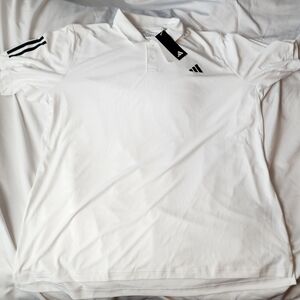 Adidas Men's White Polo with Black Logo Size 2XL